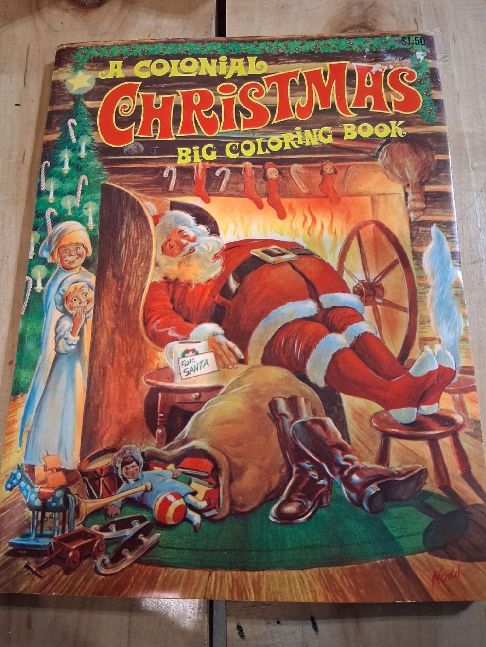 Vintage 1981 Colonial Christmas Coloring Book W/ 2 Pks. Vintage Crayon Boxes.
